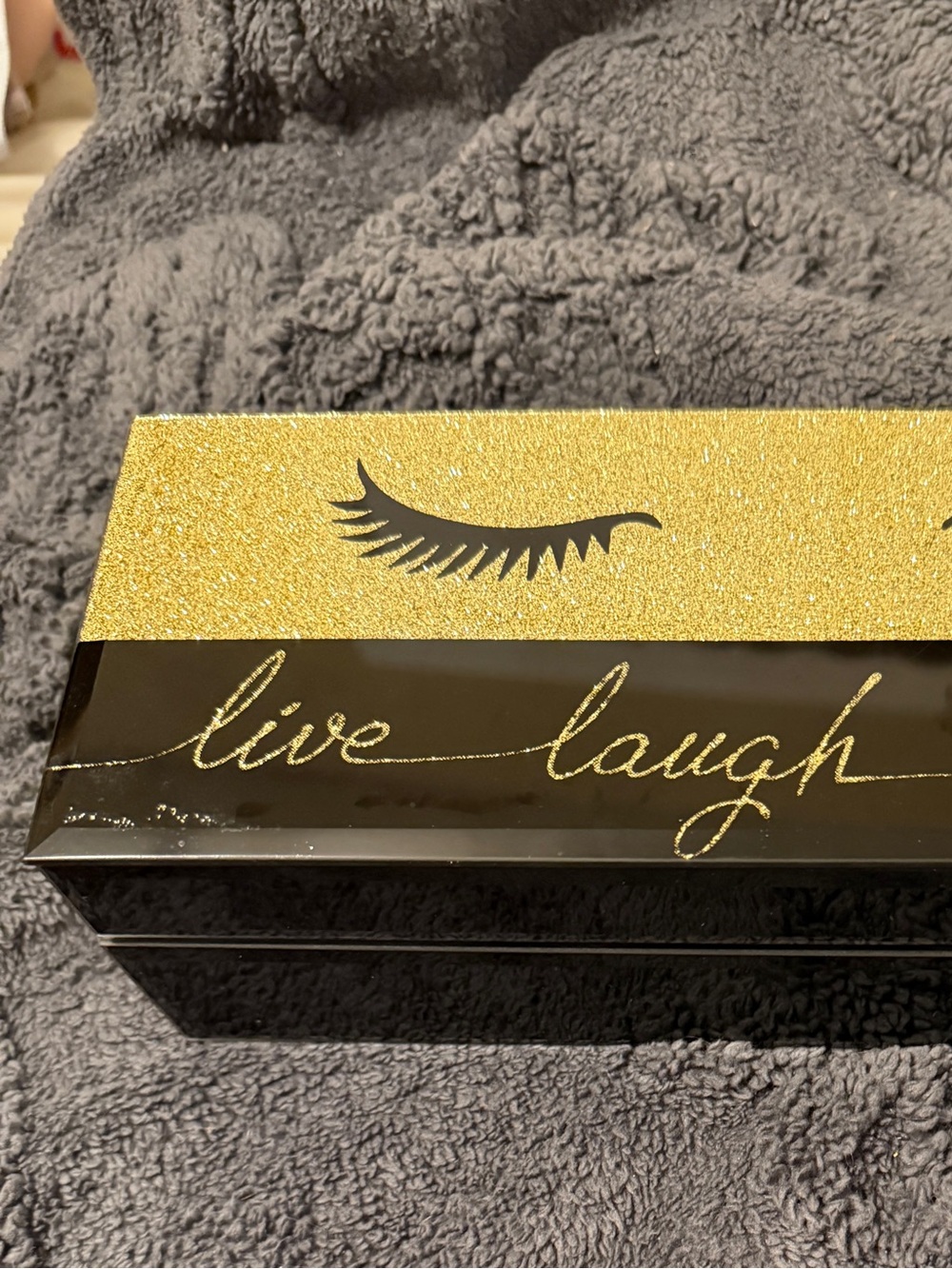Bebe Gold & Black 'Live Laugh' Decorative Box jewelry, makeup hinge box